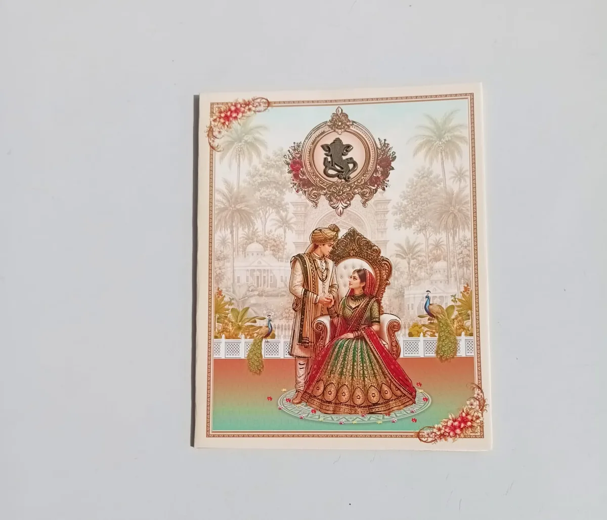 Brown & Sky Blue Hindu Wedding Card 2026 - Khidaki Window Design - photo 3