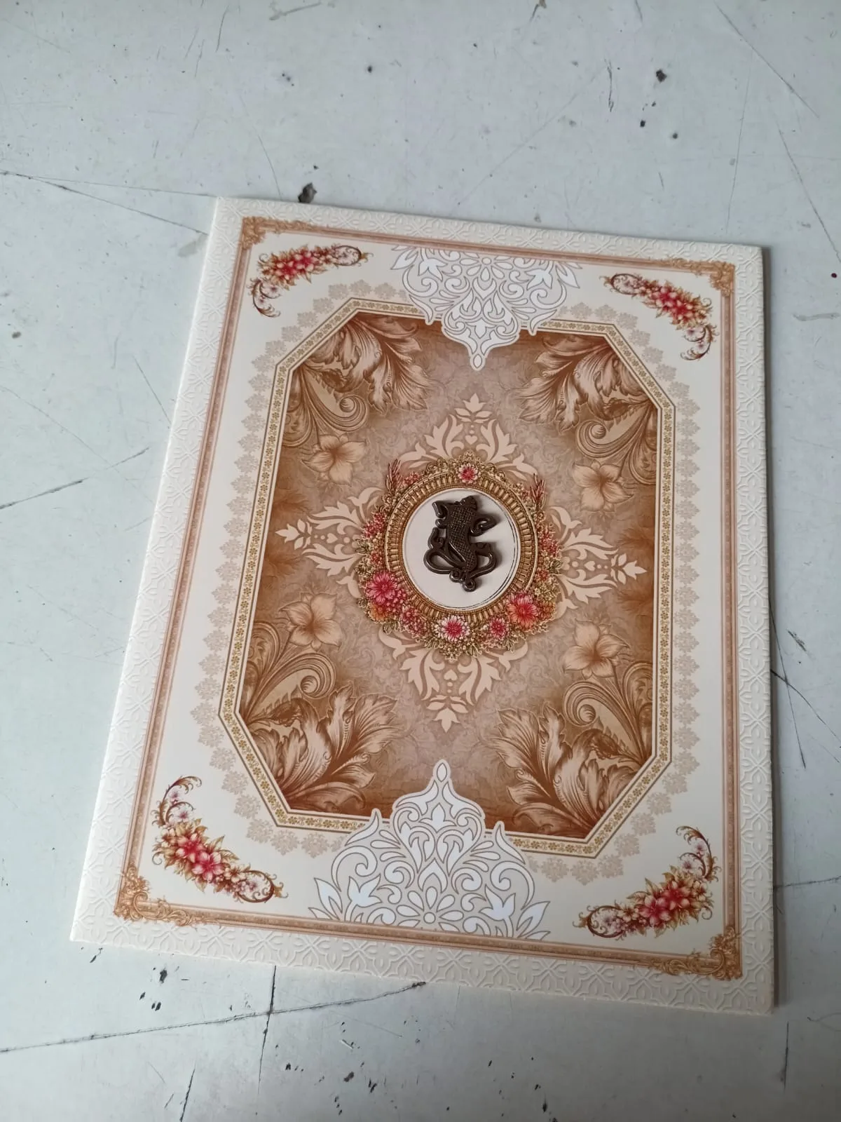 White & Brown Floral Hindu Wedding Card 2026 - Ganesh Design - photo 3