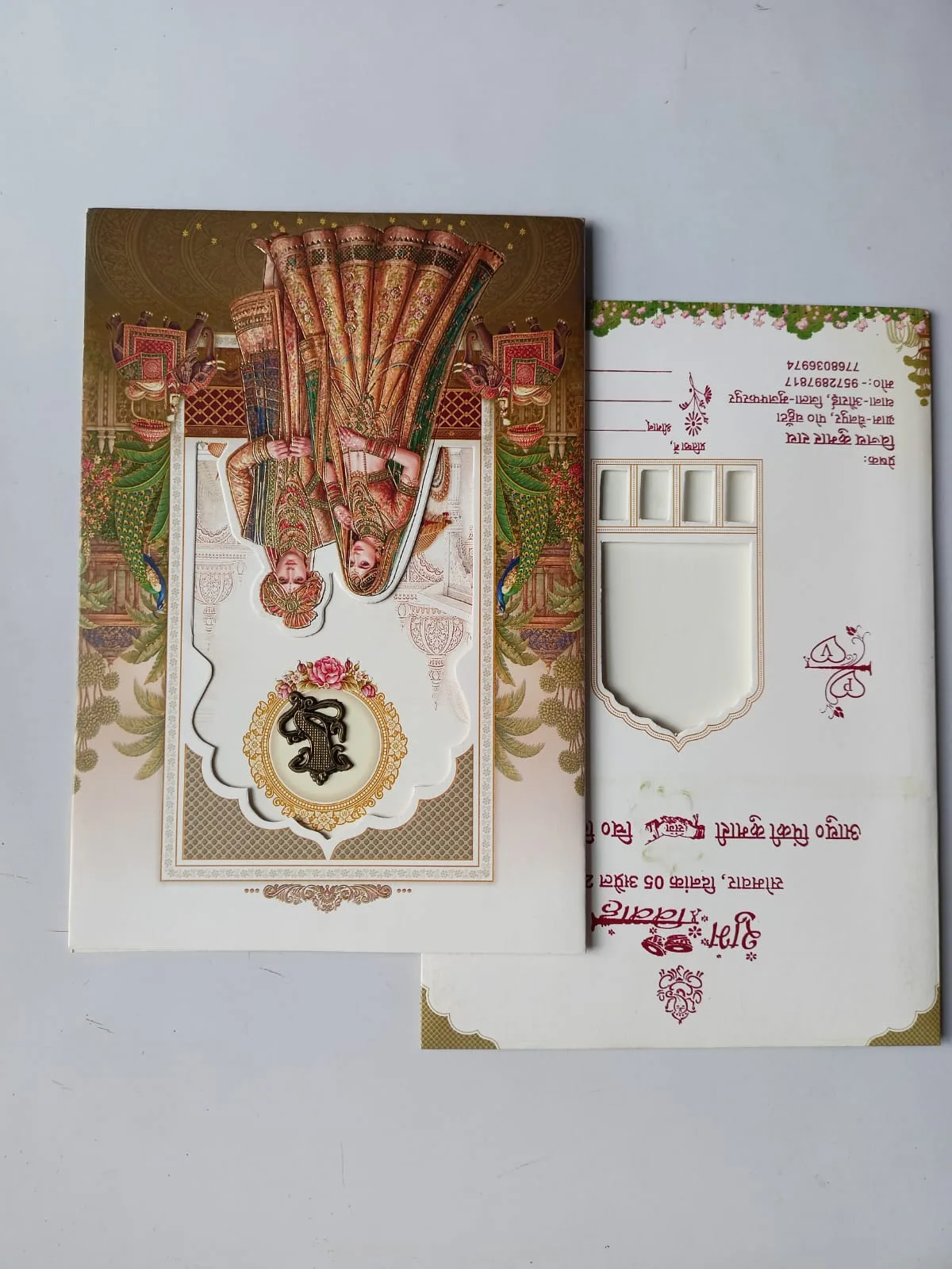 White & Green Hindu Wedding Card 2026 - Cut-Out Design
