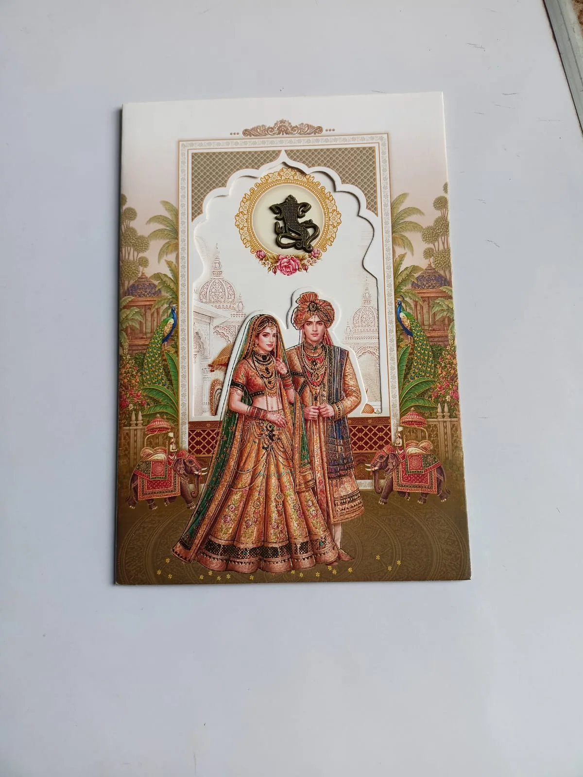 White & Green Hindu Wedding Card 2026 - Cut-Out Design - photo 2