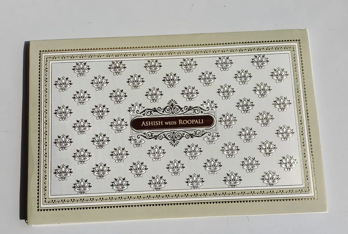 White & Green Hindu Wedding Card 2026 - Wooden Plate Style - photo 3