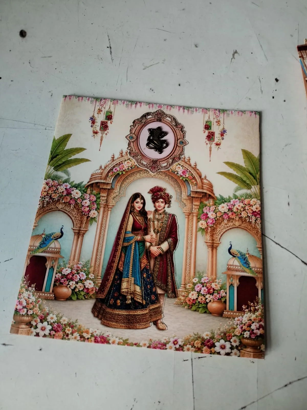 White Full Colour Hindu Wedding Card 2026 - Floral Arch Design - photo 3